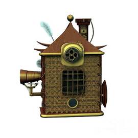 3D Look Artificial Intelligence Steampunk Birdhouse 3 by Rose Santuci-Sofranko