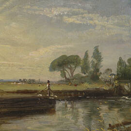 Barge Below Flatford Lock, from circa 1810 by John Constable