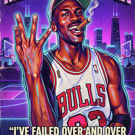 Michael Jordan in Retro Style - 1980s Poster by SampadArt Gallery
