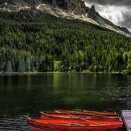 Three Canoes at Lake Misurina by Norma Brandsberg