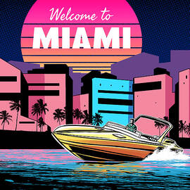 80s Miami Vaporwave Sunset Florida