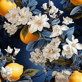 a  blue  and  white  tile  pattern  with  lemons  and  f  cdbdc  aa  bca  c  cbdbbdfd by Asar Studio by Artistic Rifki