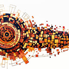 A dynamic composition features a circular pattern on the left by Mango Art