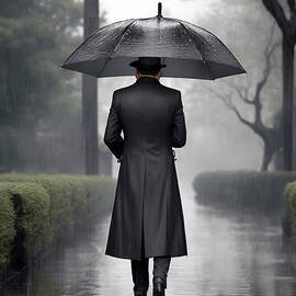 A Lonely Man Walking In The Rain by Maria Gaellman
