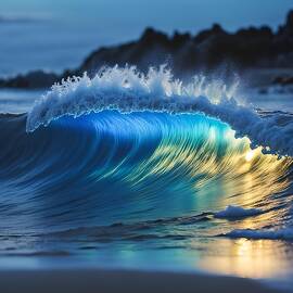 A Powerful Wave Curls Over With A Translucent Blue Hue 