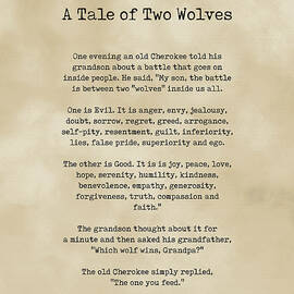 A Tale of Two Wolves - Native American Story on Good and Evil - Vintage Style Typewriter Print by Studio Grafiikka