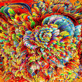 A vibrant explosion of colors and swirling patterns creates a dynamic and intricate floral-like by Elena Gantchikova