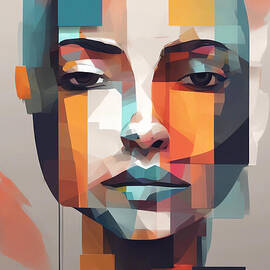 Abstract Face with Color Blocks by Jeff Creation