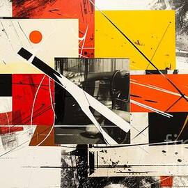 Abstract geometry with primary color blocks in urban setting by Michal Bednarek