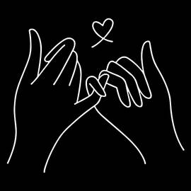 Abstract illustration of pinky promise always together concept minimalist pinky promise heart print by MOUNIR KHALFOUF