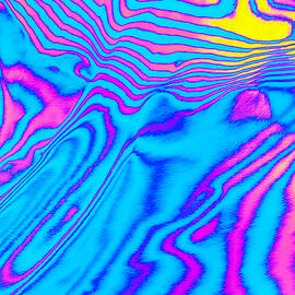 Abstract trendy neon colored psychedelic fluorescent striped zebra color waves textured neon background. 1960s Style Color Waves  by Julien