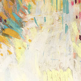 Abstract vivid pencil texture. Pastel textured background with handmade drawings. Artistic wallpaper with multicolor shapes, lines, spots by Julien