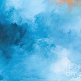 Abstract watercolor hand painted blue background by N Akkash