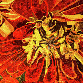Abstracted Floral - Mesmerizing Mosaic in Bold Reds and Yellows by Georgia Mizuleva