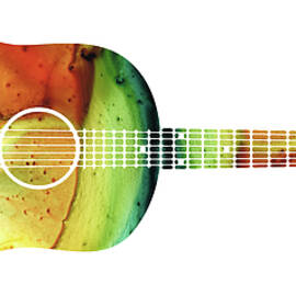 Acoustic Guitar - Colorful Abstract Musical Instrument by Sharon Cummings