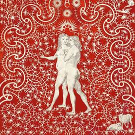 Adam and Eve in the Garden with a Pair of Sheep and a Pair of Doves by 18th Century British Fabric Design