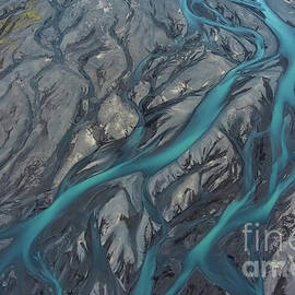 Aerial Iceland Braided Blue Rivers by Mike Reid