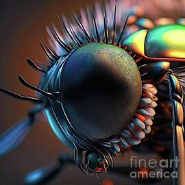 AI Art Macro CloseUp of a Compound Fly Eye Abstract Expressionism by Rose Santuci-Sofranko