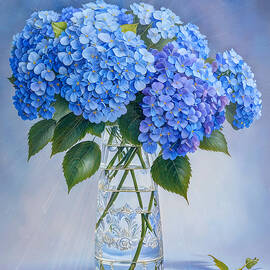 AI Vase of Blue Hydrangeas by Marilyn DeBlock