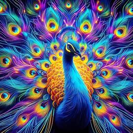 AI - Vibrant Peacock by Karen A Wise