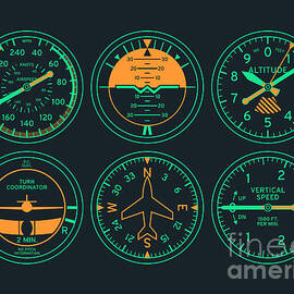 Aircraft Flight Instruments - 6 Pack Night by Organic Synthesis