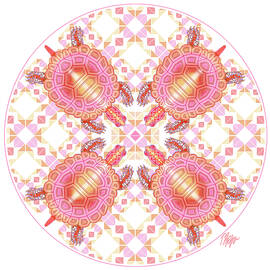 Albino Pink Turtle Triangle Mandala by Tim Phelps