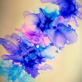 Alcohol Ink Blue Floral Abstract by Femina Photo Art By Maggie