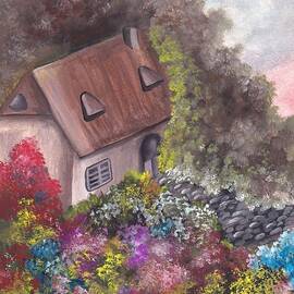 Alluring cottage in a flower garden