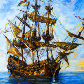 Ancient Spanish Galleon, 02 by AM FineArtPrints