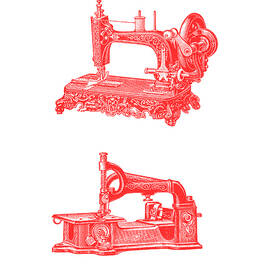 Vintage Pink Edison Sewing Machine Art Print by Artisania