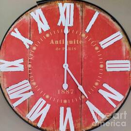 Antique Red Clock From Paris by Poet's Eye