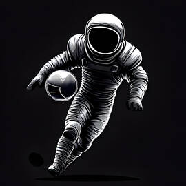 Astronaut playing football / Soccer  by Aditya Upadhyay