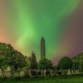 Aurora Over Monastic Site, Glendalough by Adrian Hendroff