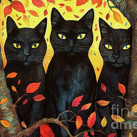 Autumn Black Cats by Tina LeCour