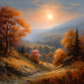 Autumn Bliss Digital Landscape Painting by Kelvin Lynch