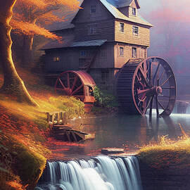 Autumn Mill Waterfall by David Dehner