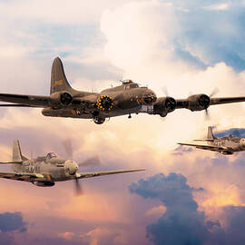 B17 Bomber and Little Friends by Airpower Art