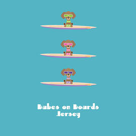 Babes on Boards Jersey - Pups in Bikinis on SUPs - no background by Barefoot Bodeez Art