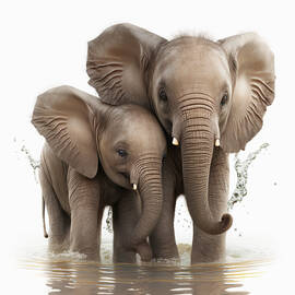 Baby Elephants Playing by Mohit Nathani
