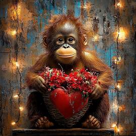 Baby Primate in Flowers by Ben Tomball