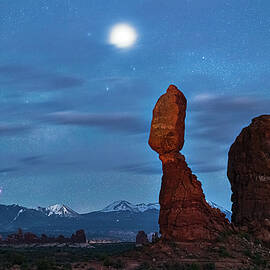 Balanced Moon Over The La Sals by Mike Berenson