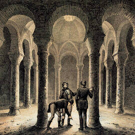 BARCELONA. ARAB BATHS DEMOLISHED IN 1834. DRAWING BY FRANCISCO XAVIER PARCERISA. MADRID, YEAR 185... by Album