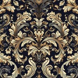 Baroque pattern with intricate scrolls and leaves No 1 by Andre Petrov