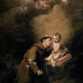 Bartolome Esteban Murillo/ Saint Anthony of Padua. Oil on canvas. Sevilla, Museo de Bellas Artes. by Bartolome Esteban Murillo -1611-1682-