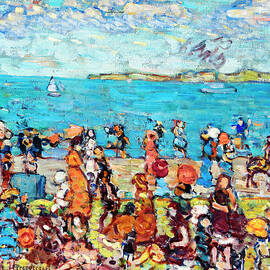 Beach Scene by Maurice Prendergast 1910 by Maurice brazil Prendergast
