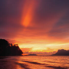 Beach sunset at Bako national park Borneo by Juhani Viitanen