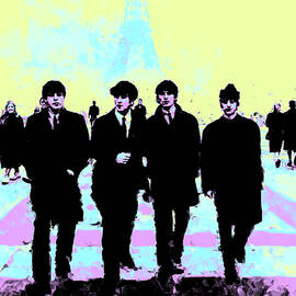 Beatles in front of Eiffel Tower pop style by Gradify Creations