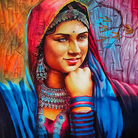 Beautiful Rajasthani Girl painting by Asp Arts