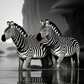Beautifully Reflected Zebras by Sherry Epley