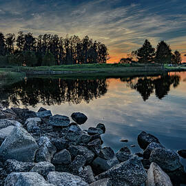 Beckett Pond Sunset -  December 1 by Edward Meehan